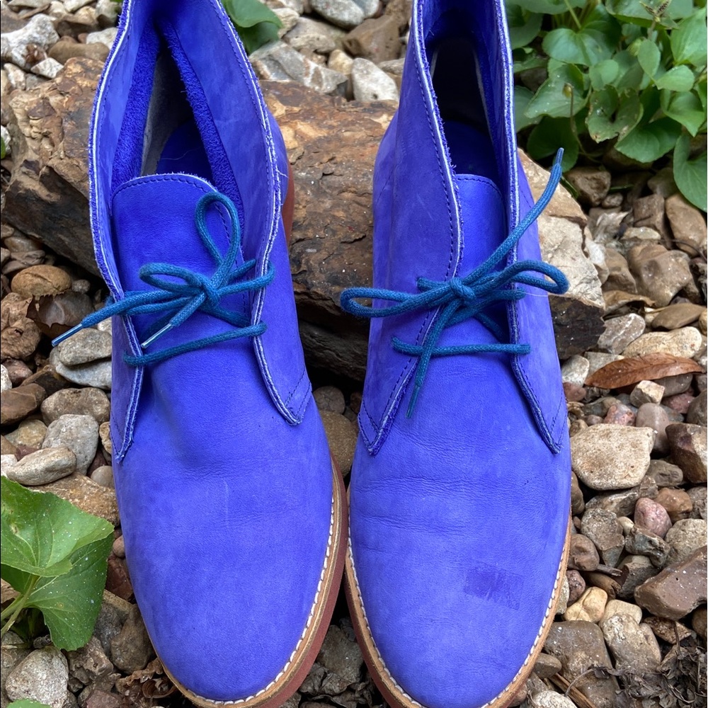 Ankle suede purple booties. PROCEEDS TO FAMILY HEART FOUNDATION!
